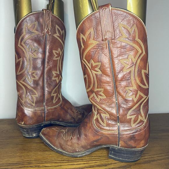 Vintage Dan Post Milwaukee Brown Leather Cowboy Western Boots Mens Size 8.5 D - Picture 5 of 7